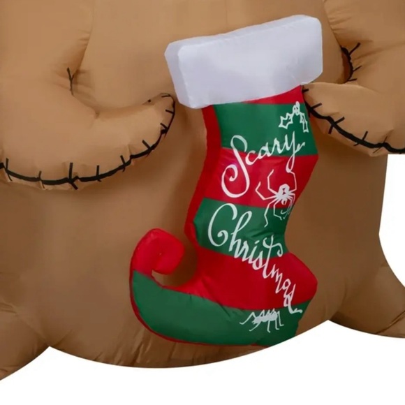 Nightmare Before Christmas Santa Oogie Boogie Stocking 5 Ft Inflatable Gemmy LED - Picture 5 of 9